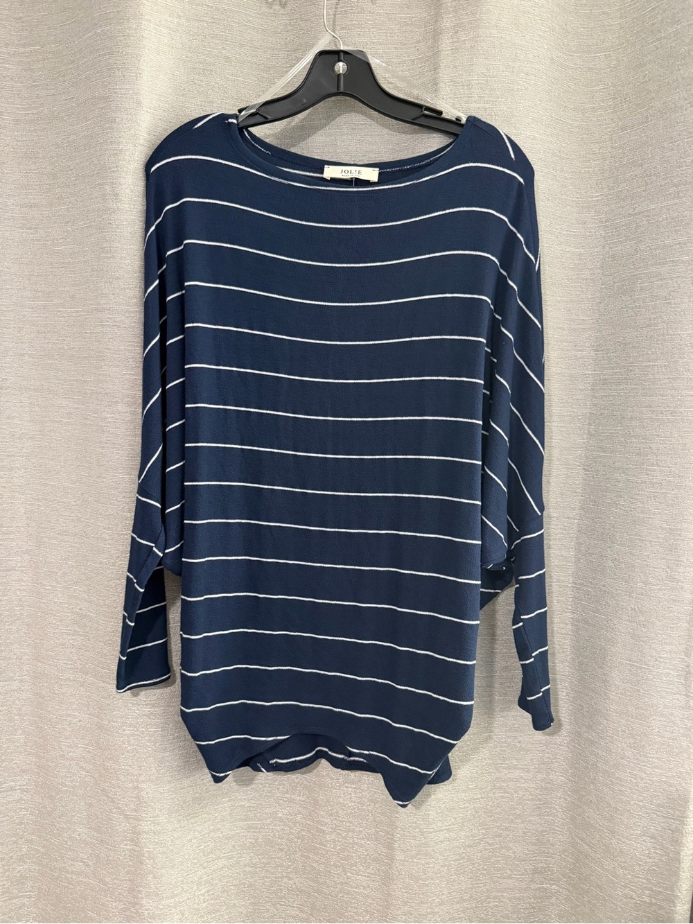 Jolie Navy and White Striped Long Sleeve Boatneck Top